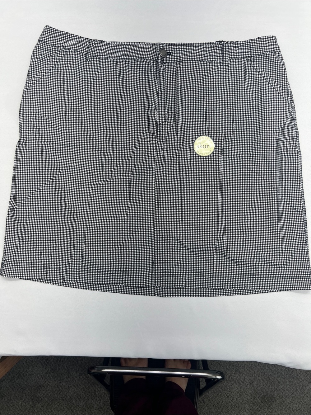 CJ Banks Black White Gingham Mini Skort Skirt Shorts Built In Size 20W Pockets